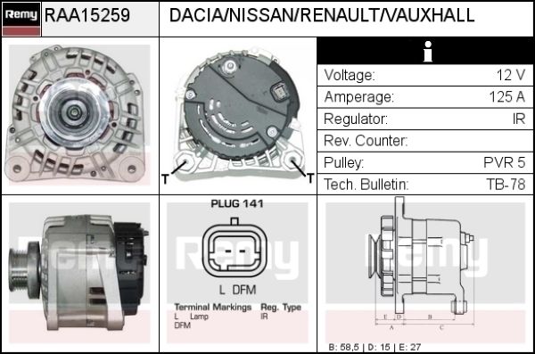 DELCO REMY Generaator RAA15259